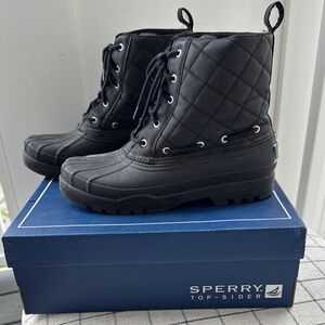 Sperry Black Quilted Winter & Rain Women’s Boots Size 9